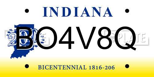 BO4V8Q Indiana License Plate