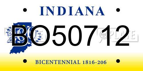 BO50712 Indiana License Plate