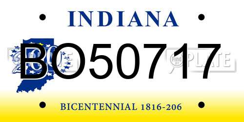 BO50717 Indiana License Plate