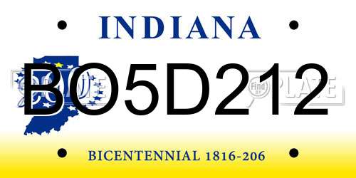 BO5D212 Indiana License Plate