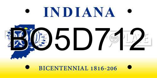BO5D712 Indiana License Plate