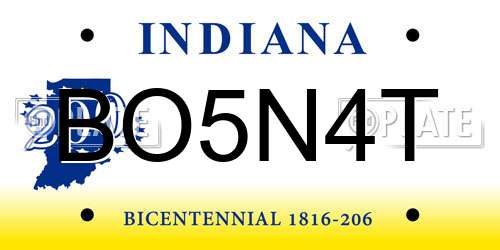 BO5N4T Indiana License Plate