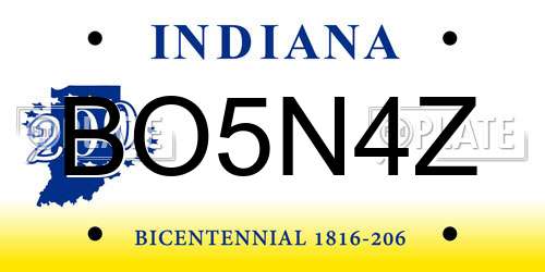 BO5N4Z Indiana License Plate