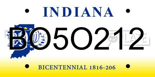BO5O212 Indiana License Plate