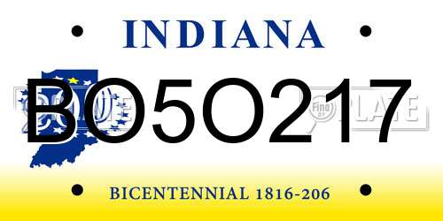 BO5O217 Indiana License Plate