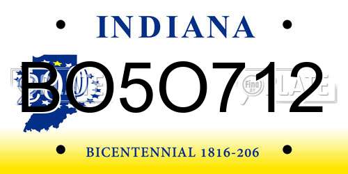 BO5O712 Indiana License Plate