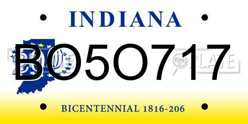 BO5O717 Indiana License Plate