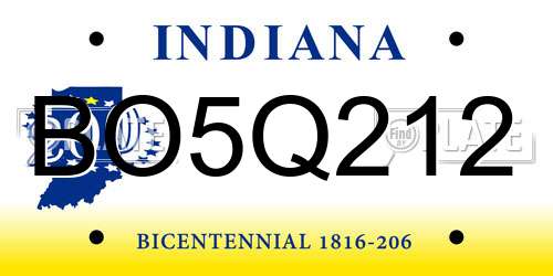 BO5Q212 Indiana License Plate