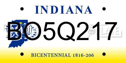 BO5Q217 Indiana License Plate