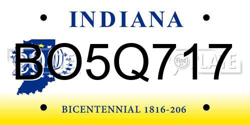 BO5Q717 Indiana License Plate