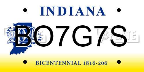 BO7G7S Indiana License Plate