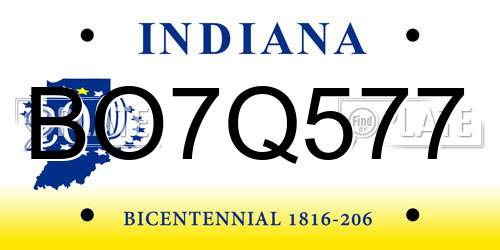 BO7Q577 Indiana License Plate