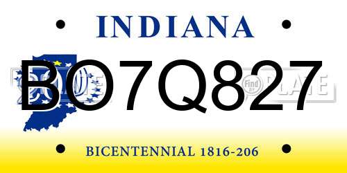 BO7Q827 Indiana License Plate