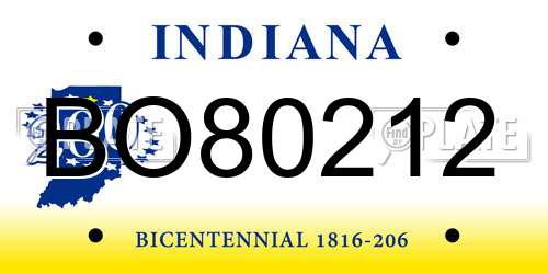 BO80212 Indiana License Plate