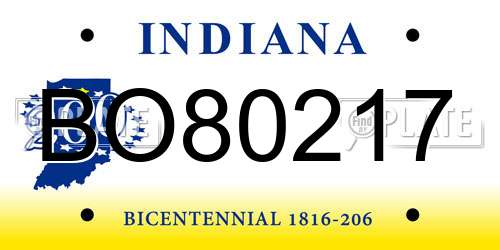 BO80217 Indiana License Plate