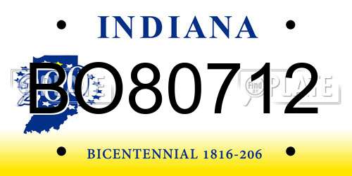 BO80712 Indiana License Plate