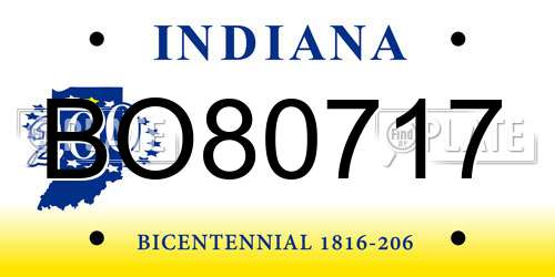 BO80717 Indiana License Plate