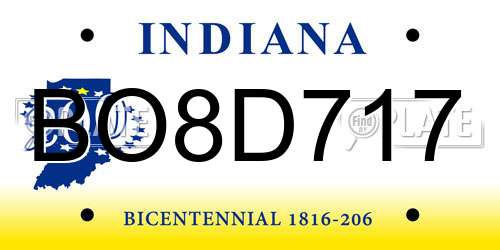 BO8D717 Indiana License Plate