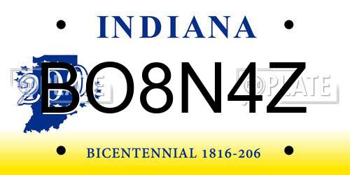 BO8N4Z Indiana License Plate