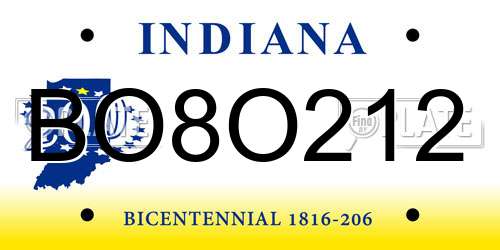 BO8O212 Indiana License Plate