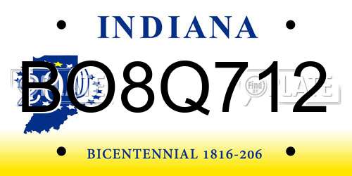 BO8Q712 Indiana License Plate