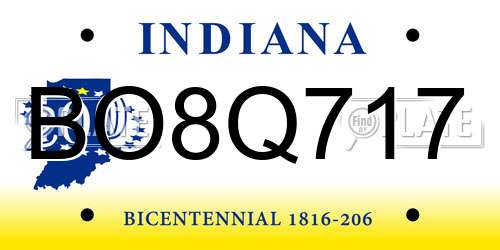 BO8Q717 Indiana License Plate