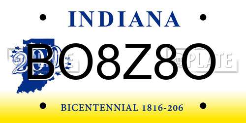 BO8Z8O Indiana License Plate