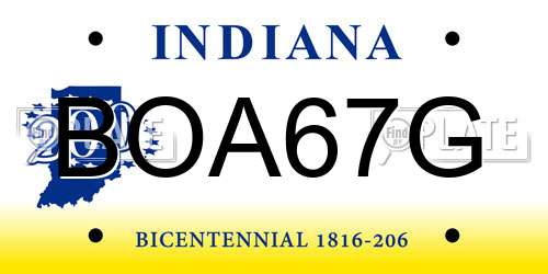 BOA67G Indiana License Plate