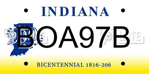 BOA97B Indiana License Plate