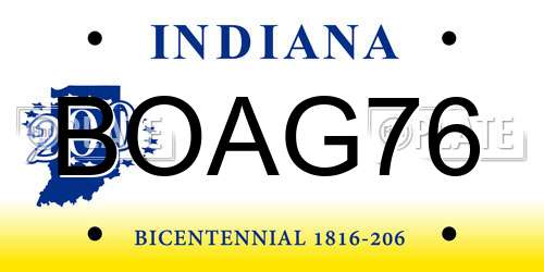 BOAG76 Indiana License Plate