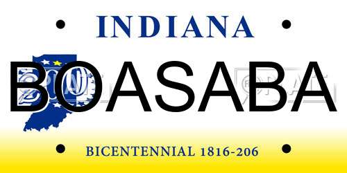 BOASABA Indiana License Plate