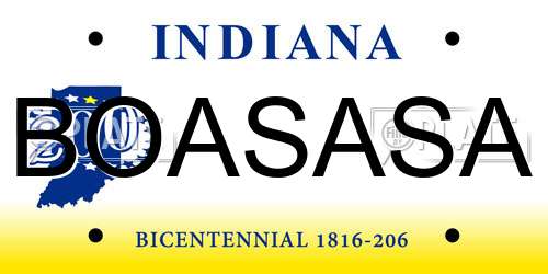 BOASASA Indiana License Plate