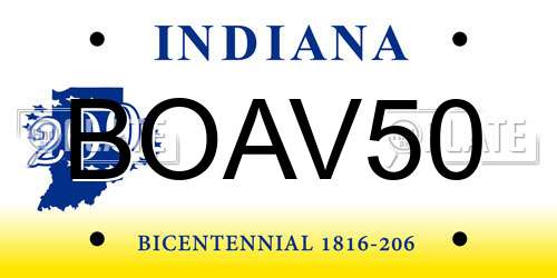BOAV50 Indiana License Plate
