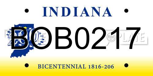 BOB0217 Indiana License Plate