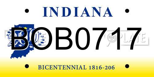 BOB0717 Indiana License Plate
