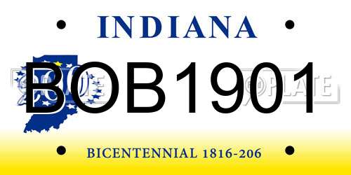 BOB1901 Indiana License Plate