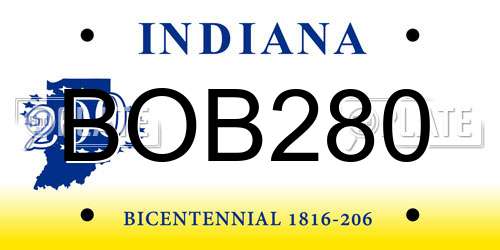 BOB280 Indiana License Plate