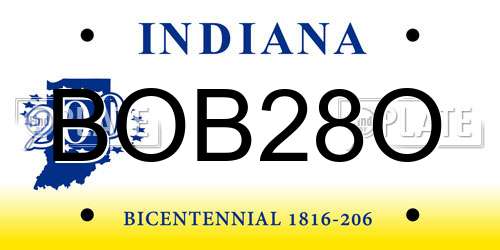 BOB28O Indiana License Plate