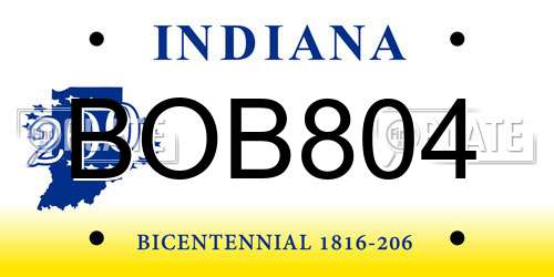 BOB804 Indiana License Plate