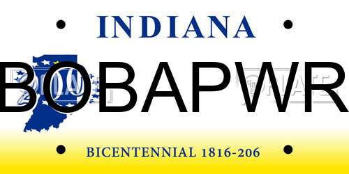 BOBAPWR Indiana License Plate