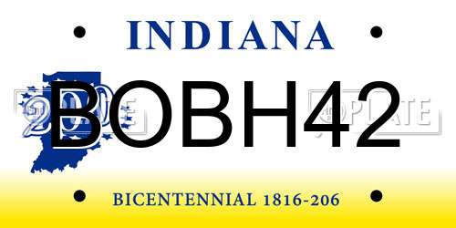 BOBH42 Indiana License Plate