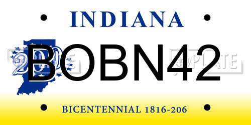 BOBN42 Indiana License Plate
