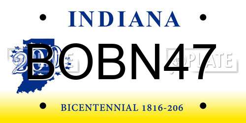 BOBN47 Indiana License Plate