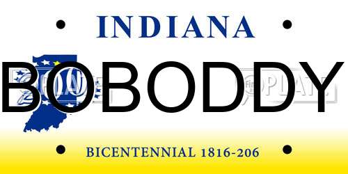 BOBODDY Indiana License Plate