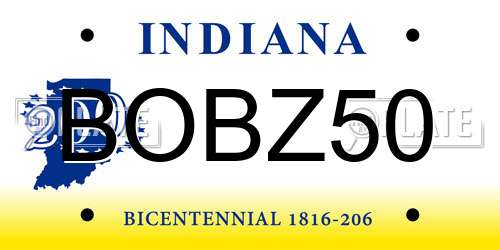 BOBZ50 Indiana License Plate