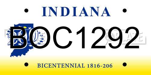 BOC1292 Indiana License Plate