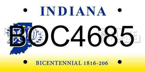BOC4685 Indiana License Plate