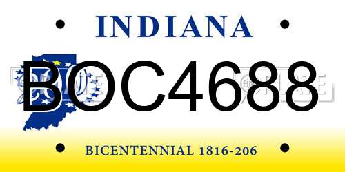 BOC4688 Indiana License Plate