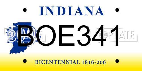 BOE341 Indiana License Plate