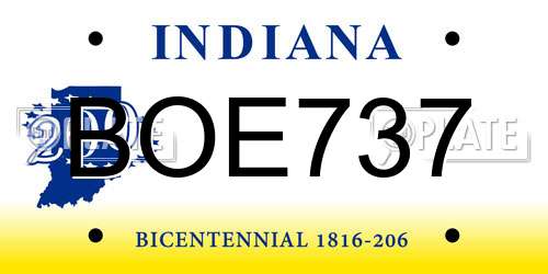BOE737 Indiana License Plate